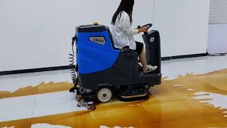 ZS800 Dual‑Brush Ride‑On Floor Scrubber|Real Warehouse Deep Cleaning Demo