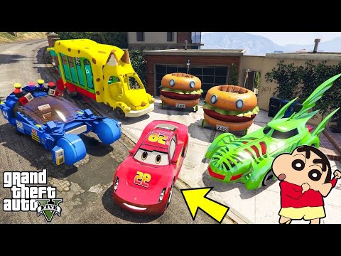 GTA 5: Stealing Rare MCQUEEN And CARTOON CARS with Shinchan & Franklin in  GTA V - YouTube