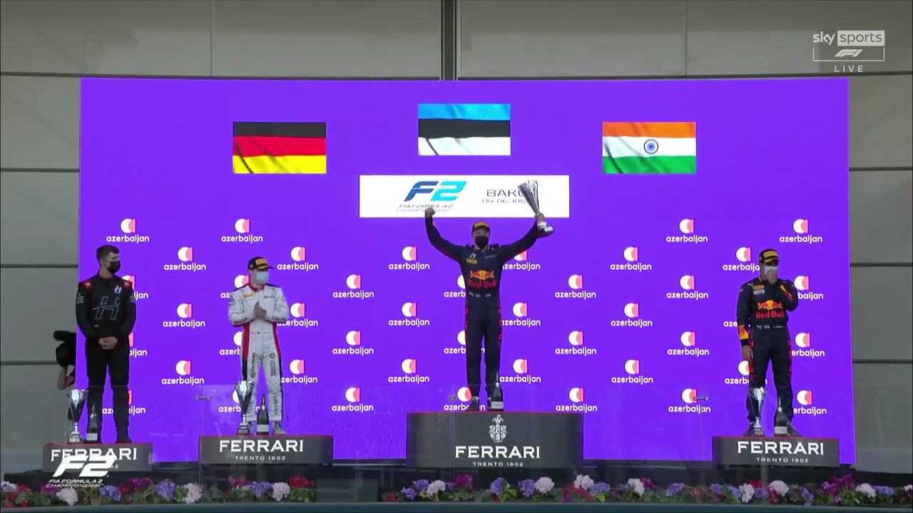 F2 2021 Bakuu Sprint Race 2 poodium - Jüri Vipsi võit