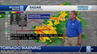 Tornado warning in effect for part of Walworth County until 7:15 p.m.