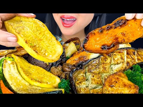 EATING ROASTED VEGGIES DIPPED IN SPICY CHILI SAUCE | MUKBANG