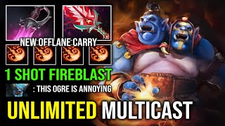 : WTF Unlimited Multicast 1 Shot Fire Blast with Khanda Bloodthorn 1v5 Offlane Ogre Magi Dota 2