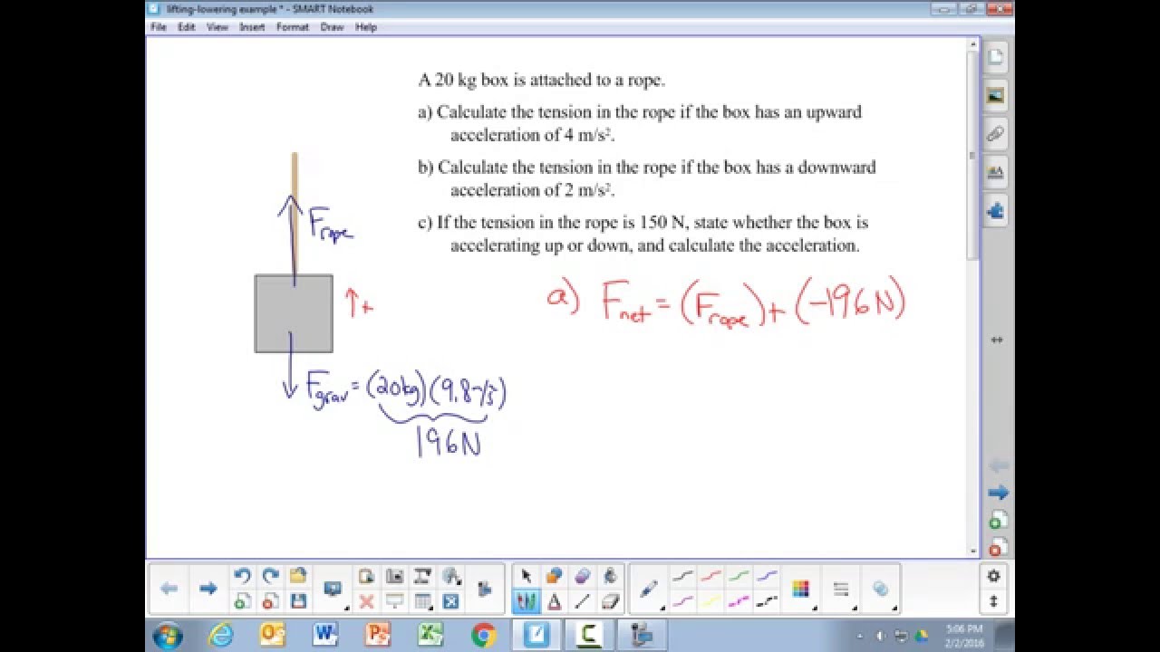 Calculating Tension for Lifting/Lowering Example Problems YouTube
