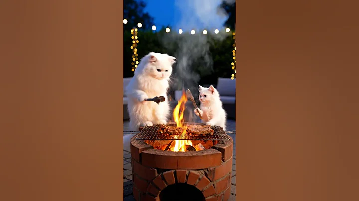 Watch the video about Mother Cat and Kitten Buy Fresh Ribs and Grill Together in Beautiful Garden 🍖🔥