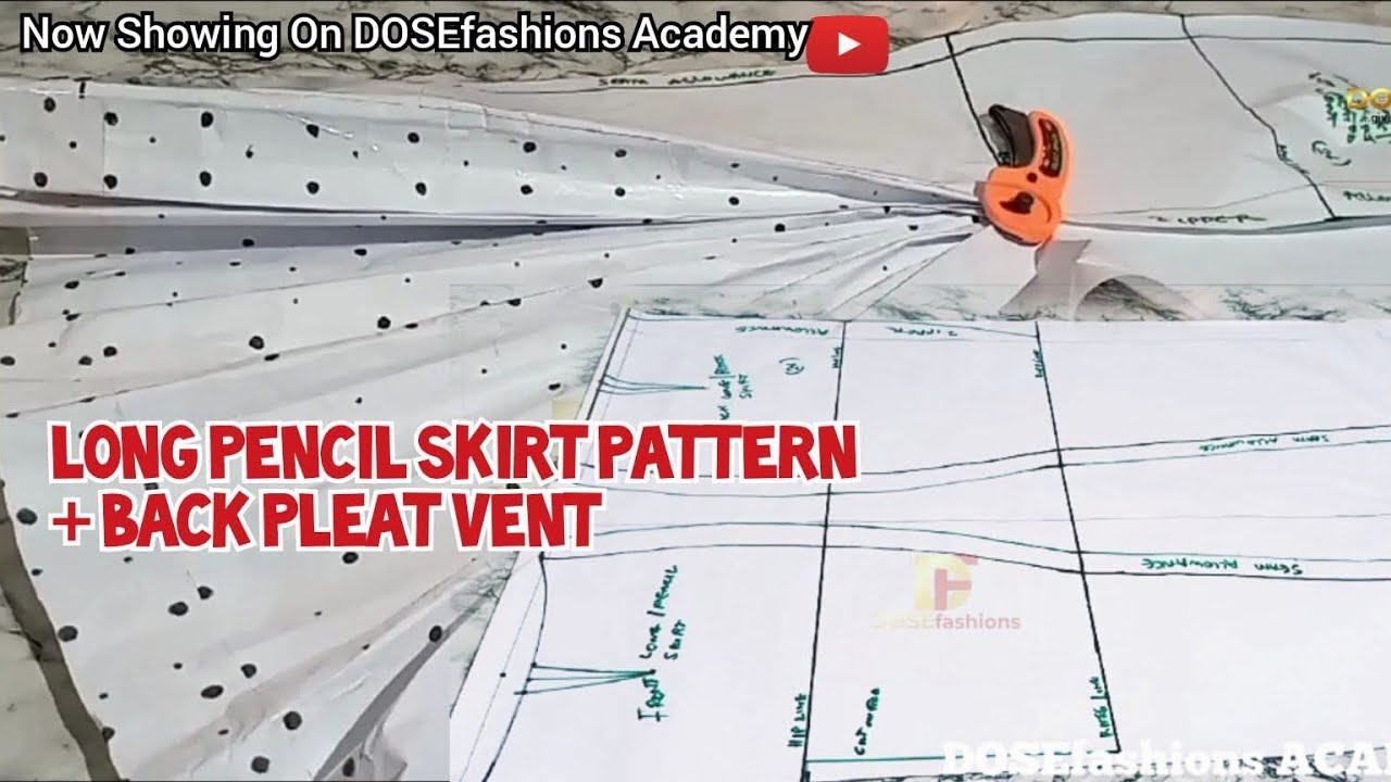 Pencil Skirt With a Pleated Vent | How to Draft a Long Straight Skirt ...