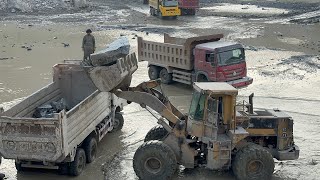 Caterpillar 966E Loader Loading Massive Rocks into Truck | Heavy Equipment in Action