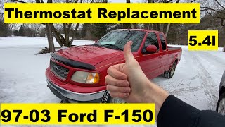 Thermostat Replacement Ford F150 DIY 97 98 99 00 01 02 03 1997 1998 1999 2000 2001 2002 2003