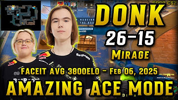 AMAZING ACE By donk (26-15) w/ magixx (Mirage) - FACEIT AVG 3800ELO - Feb 06, 2025