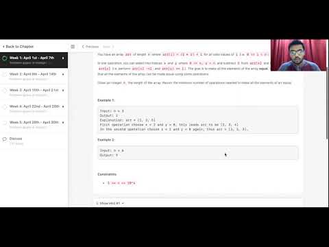 Leetcode Minimum Operations to Make Array Equal | April Leetcode Challenge