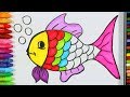 Pagina di colorazione dei pesci💦| Come disegnare i pesci | Pittura di pesce | Impara la colorazione