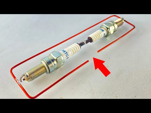 Awesome experiment free electricity energy with spark plugs