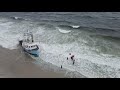 Fishing boat runs aground, Jersey shore island beach Nj 2021