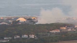 空港近くの大浜で火災（渡り鳥観察所から）