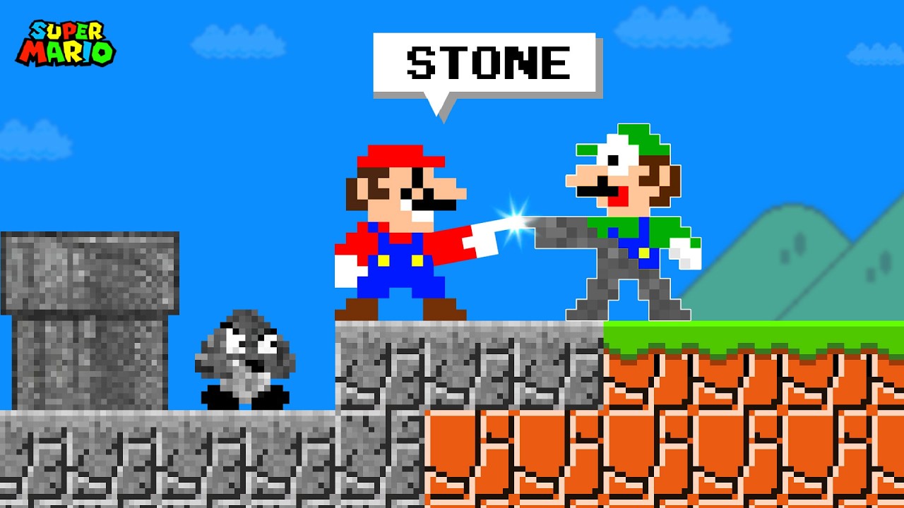 Mario Stone Block Super Mario Bros. But Mario Turns All Item Blocks Into STONE With Every ...