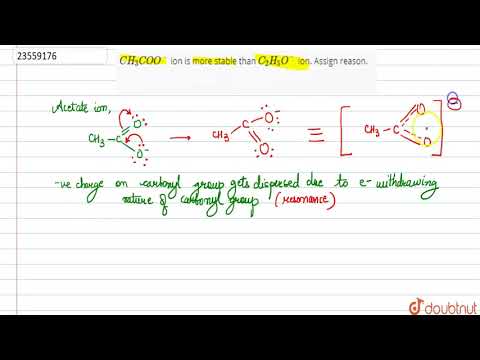 `CH_(3)COO^(-)` ion is more stable than `C_(2)H_(5)O^(-)` ion. Assign reason.