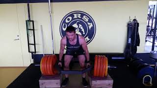 245kg (540lbs) trapbar shrug 2 rep max.