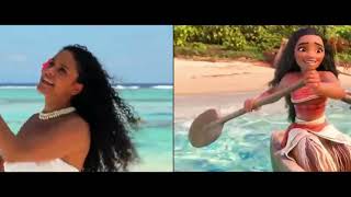 Quand on superpose les musiques "Le Bleu Lumière" chantées par Vaiana et Cerise Calixte