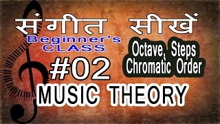 Basic Music Theory Lessons for Beginners in Hindi 02 Octave, Step/Tone/Semitone, Chromatic Order