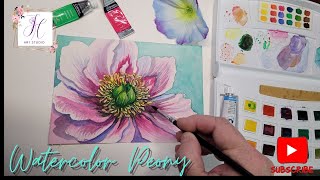 Watercolor Peony Flower Painting | Relaxing Art