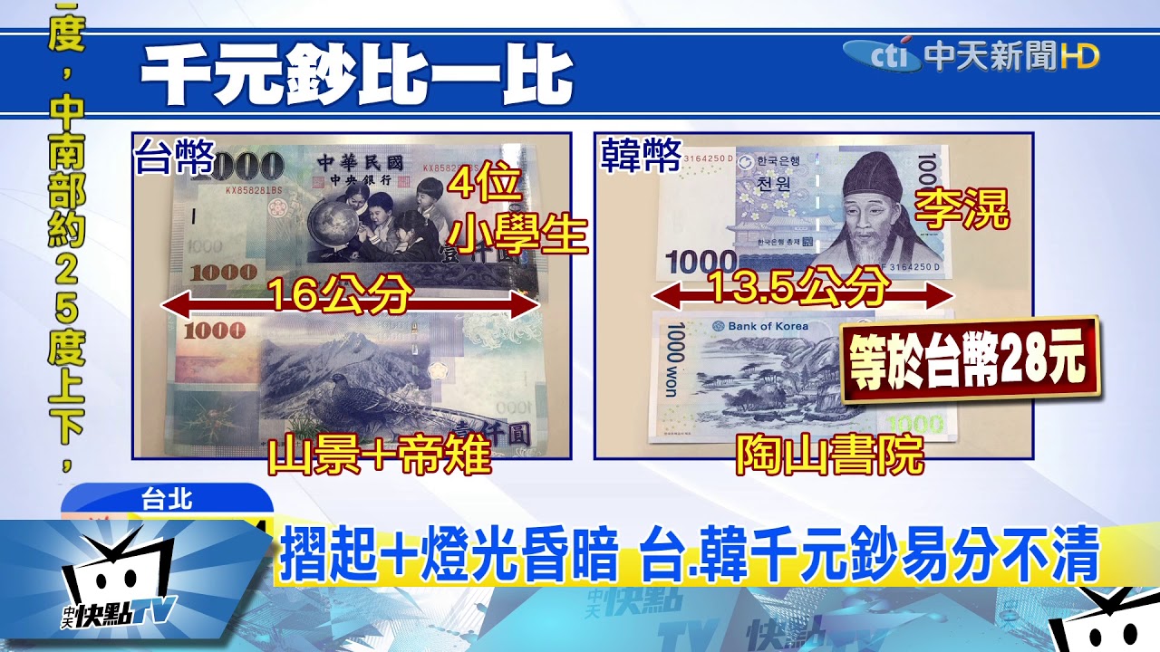 20171226中天新聞　太像？韓幣千元鈔誤當台幣　店家損失35倍