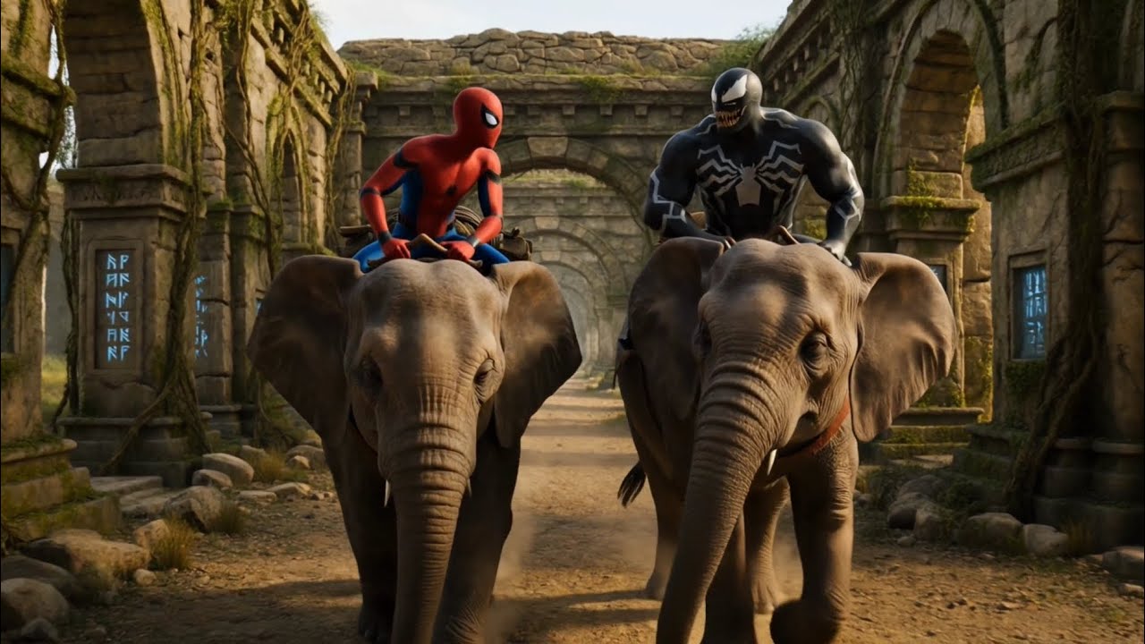 🕷️🐘 SPIDER-MAN Wins Epic Elephant Racing Championship vs Venom! | Magic Jungle Race Challenge