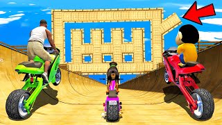 SHINCHAN AND FRANKLIN TRIED 1 WAY MEGA RAMP & CRAZY RACE JUMP CHALLENGE BY CARS BIKES TRUCKS GTA 5