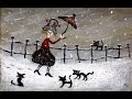 Snowy Art - The Cat Lady winter snow scene illustration  - LS Lowry Fan