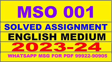 mso 1 solved assignment 2023-24 | mso 1 solved assignment in english 2024 | mso 1 2024