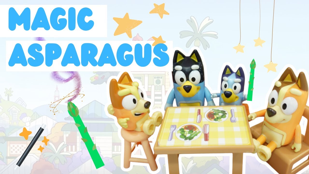 Bluey and Bingo play MAGIC ASPARAGUS with Mom and Dad! - YouTube