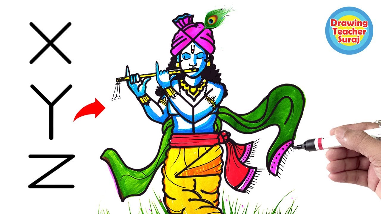 X Y Z से श्री कृष्ण Drawing - YouTube