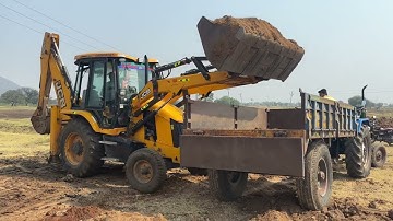 Jcb 3dx Loading mud in Sonalika Tractor || jcb and tractor video part-08 || SRIKANTH PS