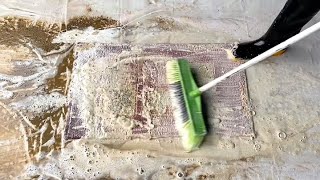 Hard washing dirty muddy rugs satisfying | washing rug | ASMR | carpet cleaning satisfying