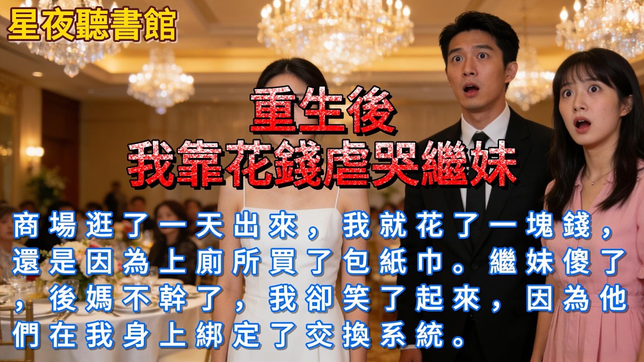 《重生後我靠花錢虐哭繼妹》商場逛了一天出來，我就花了一塊錢，還是因為上廁所買了包紙巾。繼妹傻了，後媽不幹了，我卻笑了起來，因為他們在我身上綁定了交換系統。#爽文 #一口氣看完 #小說推文 #重生故事