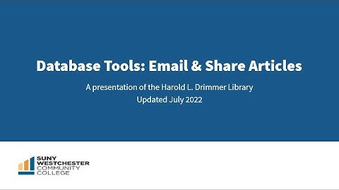 Database Tools: Save and Share Articles using Email and Permalink