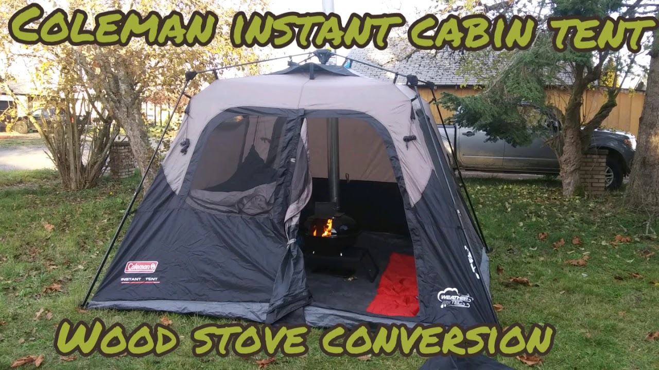 Coleman Instant tent Wood stove conversion YouTube