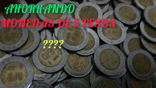 Ahorrando monedas de $5 pesos en Frascos de 250 g.