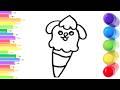 How To Draw cute Ice Cream Drawing, Painting &amp; Coloring For Kids and Toddlers_ Child Art 🐋🌈🎨