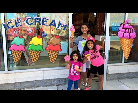 Kids buying ice cream from ice cream store in real life