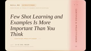Certified AI Practitioner: Few Shot Learning and Examples Is More Important Than You Think