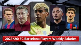 2025/26: FC Barcelona Players Weekly Salaries | LaLiga | Lamine Yamal