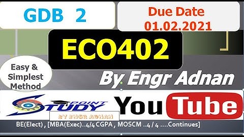ECO402 GDB No.2 Solution Fall 2020| ECO 402 GDB 2 Solution 2021| eco402 GDB2| DueDate 01.02.2021