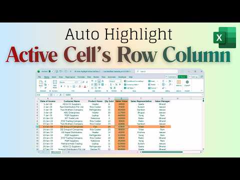 Auto Highlight Active Cell's Row Column in Excel Sheet (Focus Cell Alternative for Old Excel)