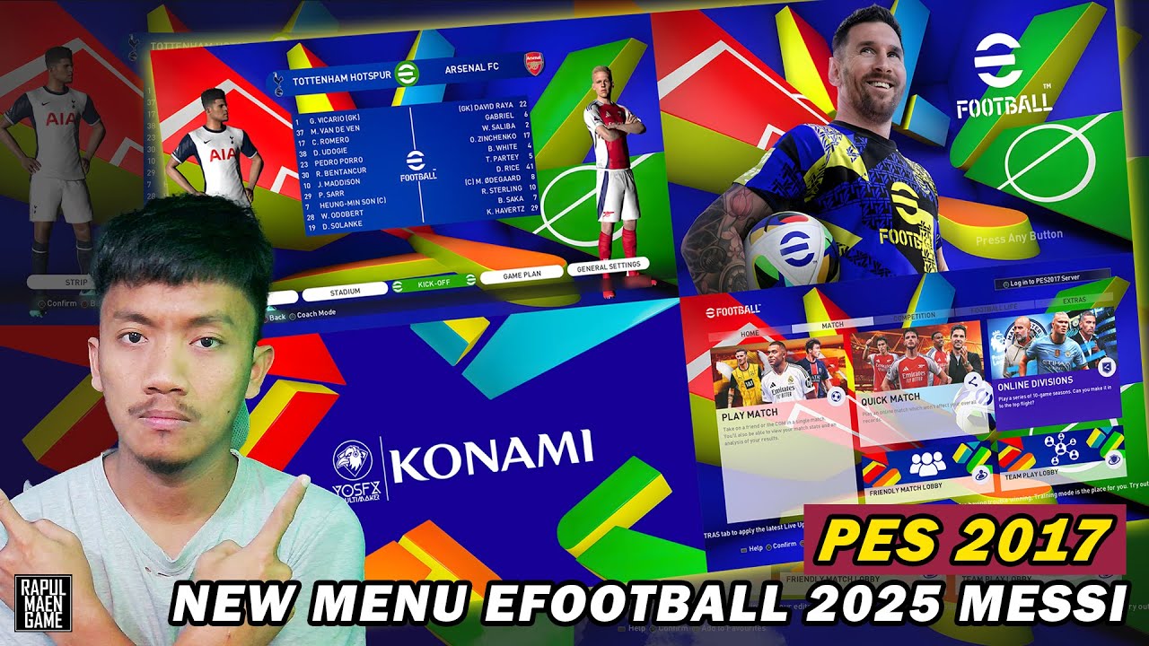 PES 2017 NEW MENU EFOOTBALL 2025 MESSI EDITION - PES 2017 PC GAME - YouTube