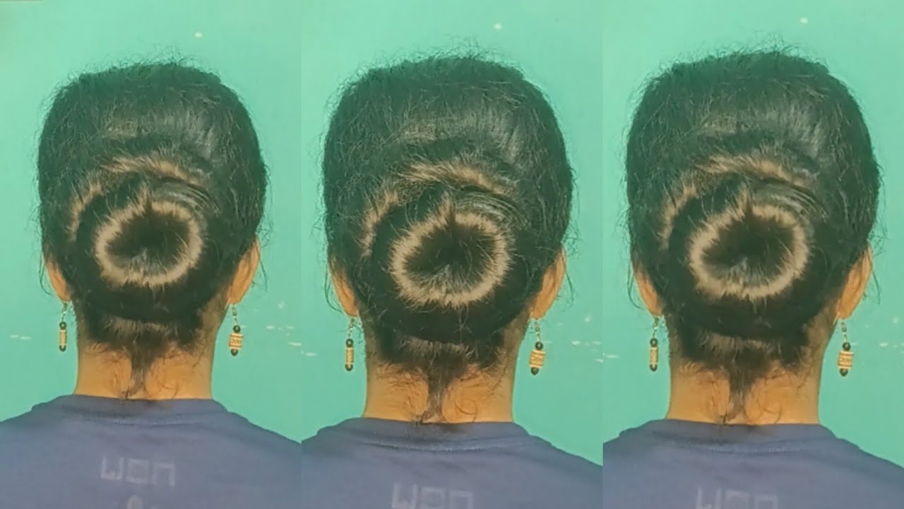 donut-bun-hairstyle-for-short-hair-how-to-make-khopa-with-bun-how