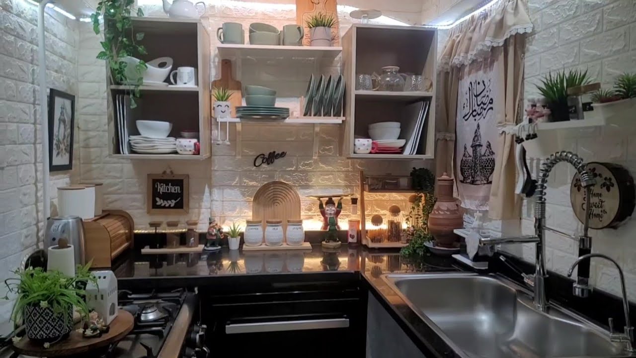 واخيرا فرش زينه رمضان في المطبخ 🌙 +مشترياتي الجديده للمطبخ  #مشتريات #تجديدات المطبخ