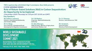 COP26 Webinar Series: Role of Carbon in Nature-based Solutions (NbS): An opportunity to be explored