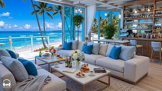 Sweet Bossa Nova Jazz & Ocean Wave Sounds at Morning Seaside Resort Ambience for Relax, Work, Study