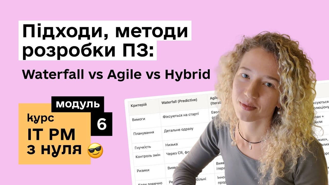 Модуль 6: Підходи, методи розробки ПЗ: Waterfall vs Agile vs Hybrid | Курс IT Project Manager з нуля