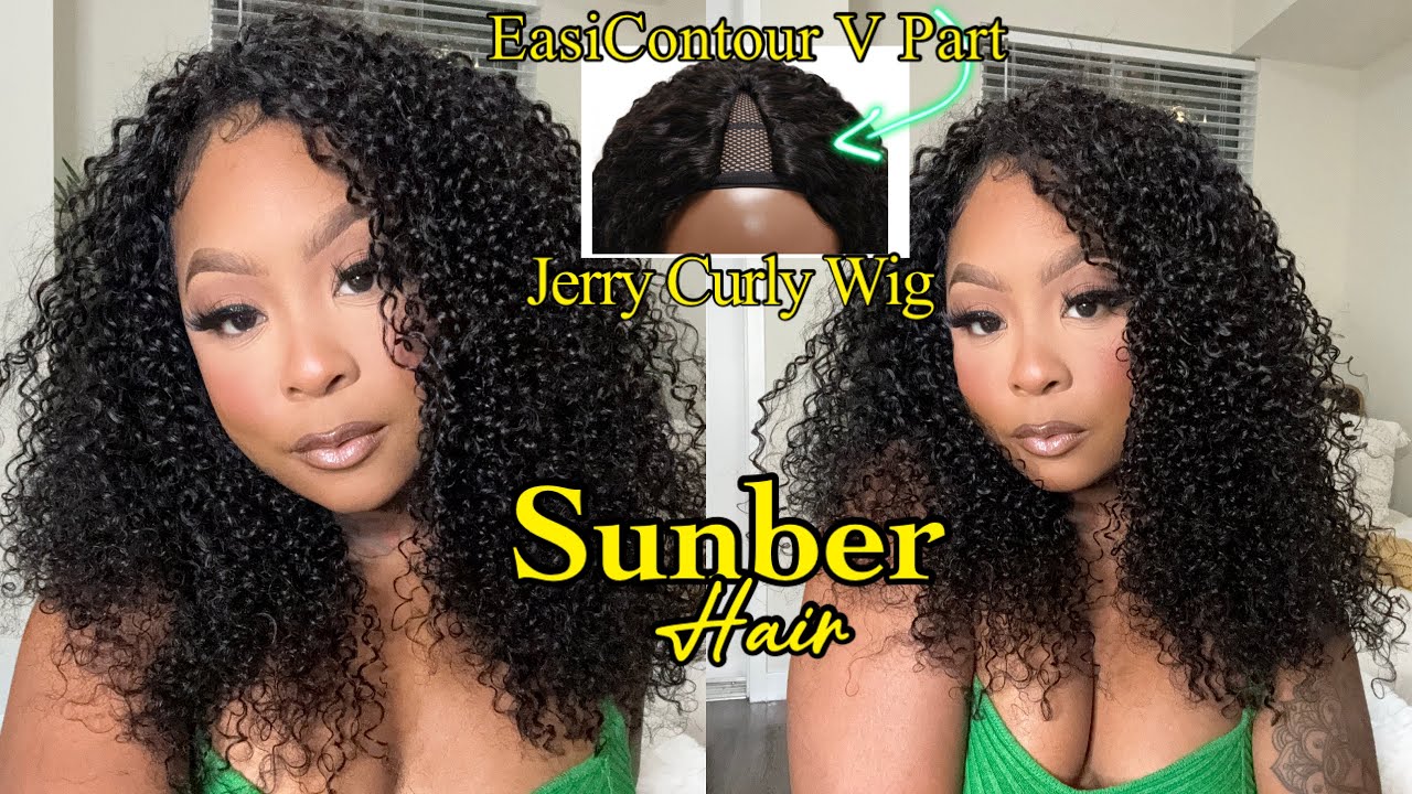 SCALP‼️Take A Break From The Glue! NEW! No Leave Out 🔥 V Part Jerry Curly Wig | Sunber Hair
