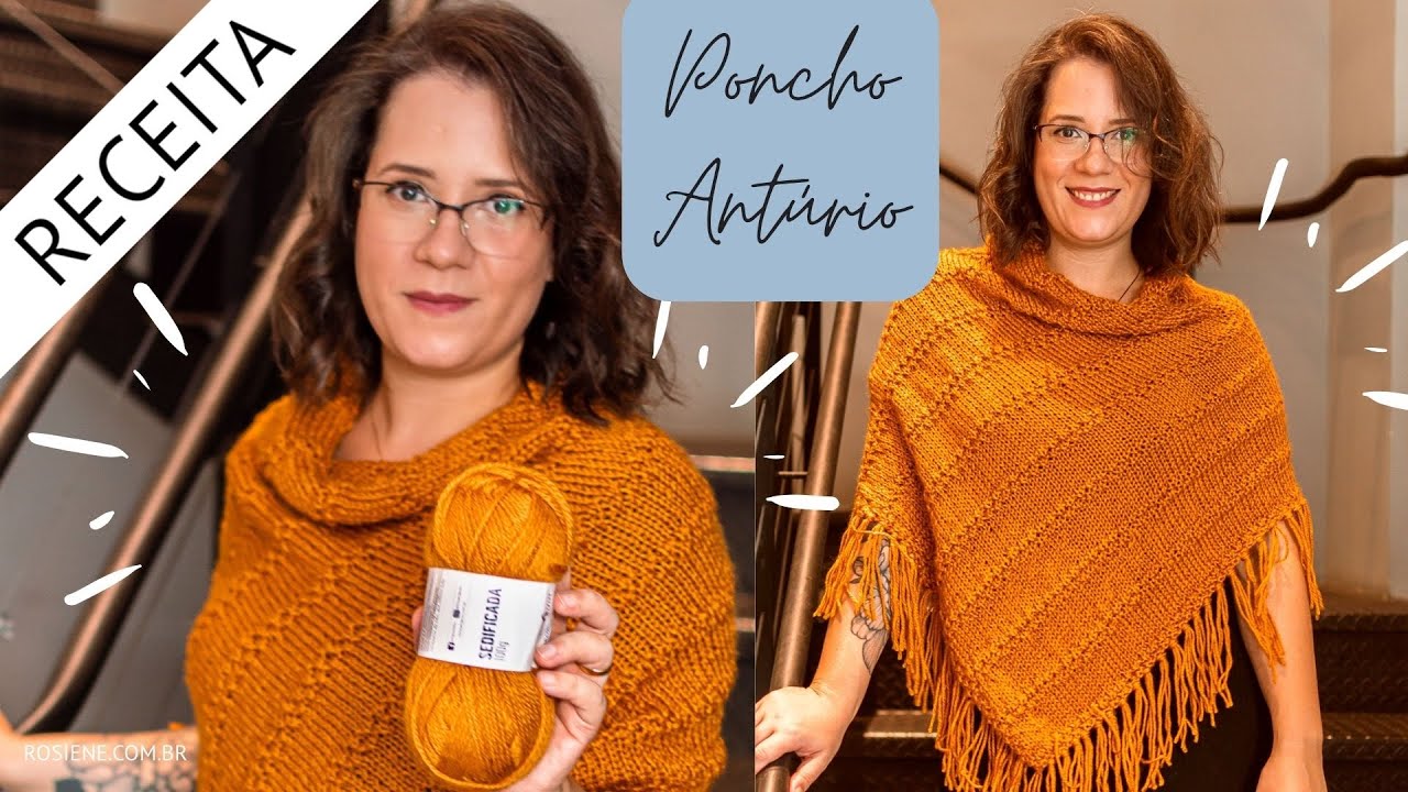 ✅ Poncho Muito Fácil em Tricô - Passo a Passo por Rosiene